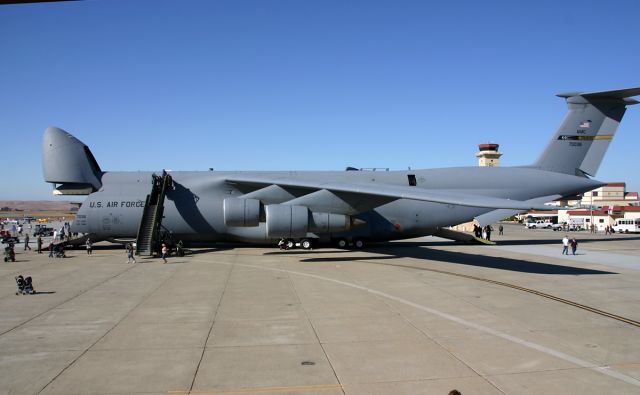 — — - Travis AFB 2008 Airshow. C-5B 7-0036 of Travis AFB AMC with the payload nose-door open, always an impressive sight to see.