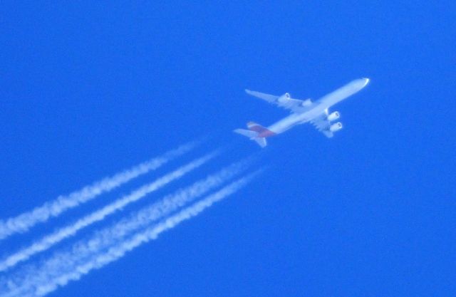 Airbus A340-600 (EC-INO) - Shown here at 36,000 feet is a Iberia Airbus A340 just passing over the east coast enroute to Mexico City in the Autumn of 2017.
