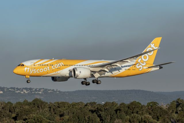 Boeing 787-8 (9V-OFD) - Boeing 787-8 cn 37121-375. Scoot 9V-OFD Goin Scooting final runway 03 YPPH 20 May 2023