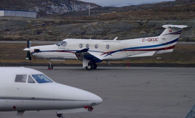 Pilatus PC-12 (C-GKUC) - Its getting ready for a bad snow storm in Iqaluit, Nunavut on Sept. 22, 2015