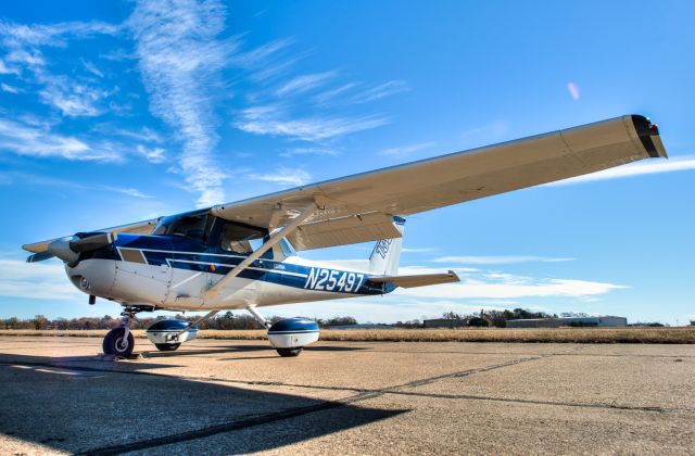 Cessna 152 (N25497) - Preflight done and ready to go at the Jet Center at Tyler Airport.