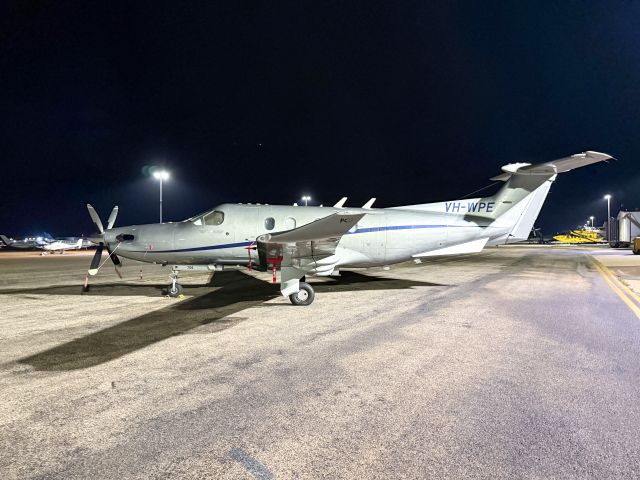 Pilatus PC-12 (VH-WPE) - No airport  location as per request of the aircraft owner. Parked near the RFDS hangar. 26-OCT-2024. 