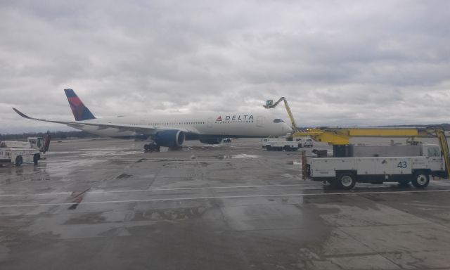 Airbus A350-900 — - Delta Airlines A350-900 De-Icing on platform  KDTW