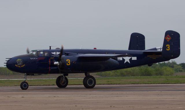 North American TB-25 Mitchell (N9643C) - "Devil Dog" a PBJ US Marine variant of the venerable B-25 Mitchell, operated and maintained by the Commemorative Air Force Wing in Georgetown, TX. Taxiing in after her performance at the Heart of Texas Airshow in Waco, TX, April 2018 (please view in "full" for best image quality)