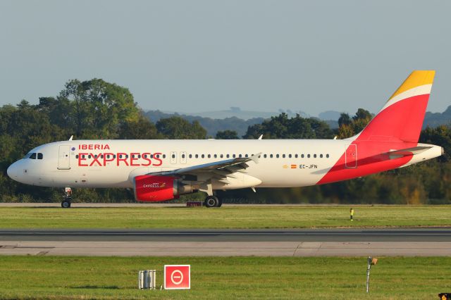 Airbus A320 (EC-JFN) - Just landed in Manchester on flight IB3692 from Madrid Barajas at teatime on Wednesday 18/09/24