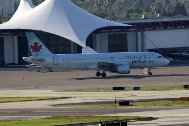 Airbus A320 (C-FPWE) - Air Canada Jetz (CFPWE) sits on the ramp at Tampa International Airport