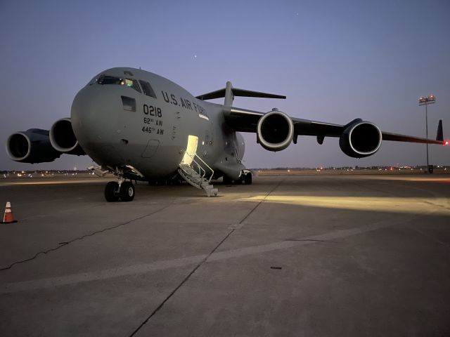 Boeing Globemaster III (10-0218) - A C-17A sitting on the ramp at Mather International on September 13, 2021 19:55L.