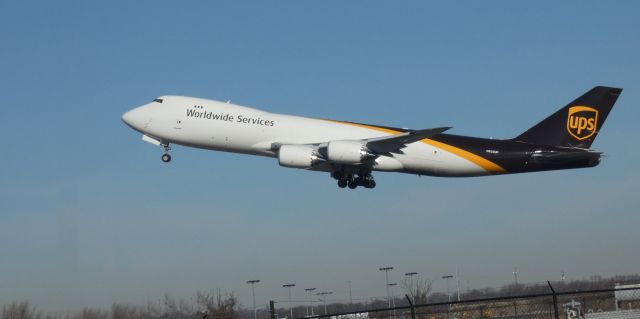 BOEING 747-8 (N628UP) - Shortly after departure is this 2021 United Parcel Service Boeing 747-8F in the Winter of 2022.