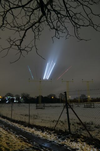 Airbus A380-800 (9V-SKD) - A long time exposure of A Singapore Airlines A380-800, as it approaches LHR, during a cold winters night shoot, but worth it.