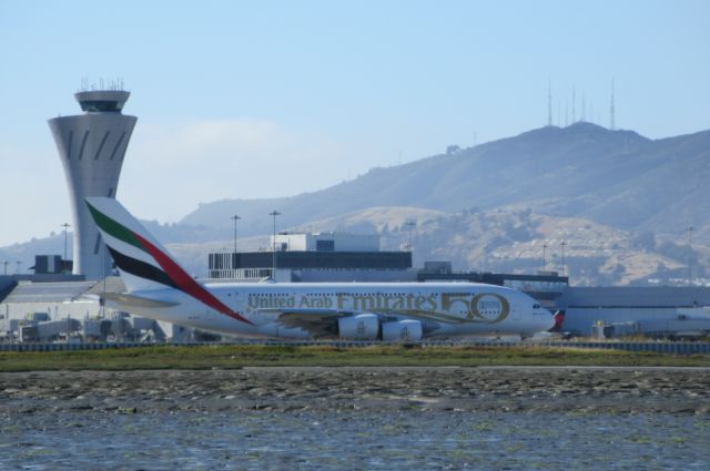 Airbus A380-800 (A6-EUU) - Emirates A380 50 Years livery at SFO