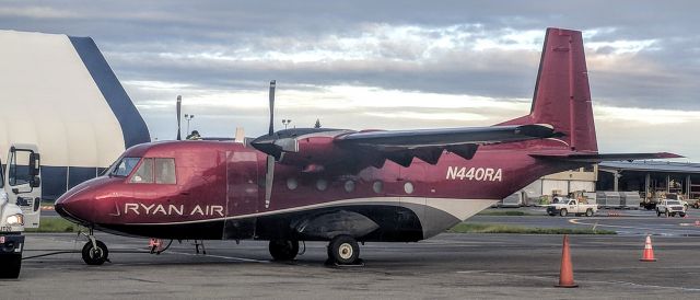 NURTANIO Aviocar (N440RA) - Ryan Air apron, Anchorage International Airport.  Tail #N440RA is listed as having been substantially damaged in a crash (https://aviation-safety.net/database/record.php?id=20090214-0 ) in 2009 but I guess it's fixed because here it being fueled for flight on 9/19/2019.