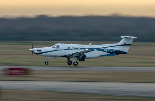 Pilatus PC-12 (N577PE) - N577PE lands runway 35L at KEFD on January 26, 2021