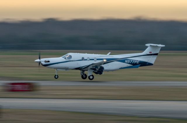 Pilatus PC-12 (N577PE) - N577PE lands runway 35L at KEFD on January 26, 2021