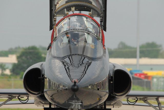 Northrop T-38 Talon — - T-38 starting on the ramp at HSV.  These unusual, all black T-38s are flown by the Air Combat Command as a companion trainer to the U-2 program.  Photo Copyrighted: Aviation Photographer: BlakeMathis.com