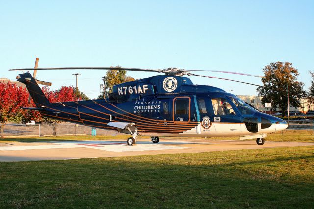 Sikorsky S-76 (N761AF) - Angel Flight 1 sits on the helipad, waiting to take a patient to Arkansas Childrens Hospital in Little Rock.