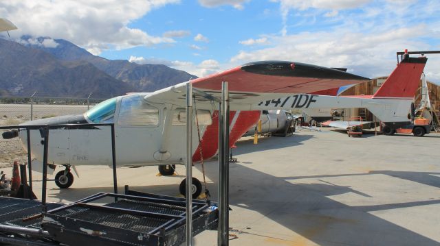 Cessna Super Skymaster (N471DF) - In the restoration area at the Palm Springs Air Museum.