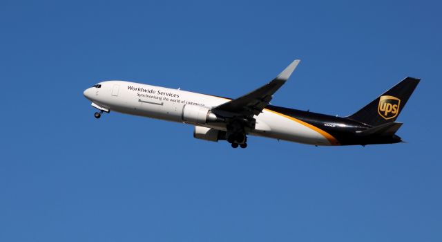 BOEING 767-300 (N344UP) - Shortly after departure is this 2011 United Parcel Service Boeing 767-34F in the Winter of 2020. 