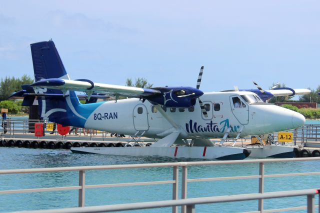 De Havilland Canada Twin Otter (8Q-RAN) - Docked at the jetty on 7-Jan-24 prior to departure for Vakarufalhi Island.