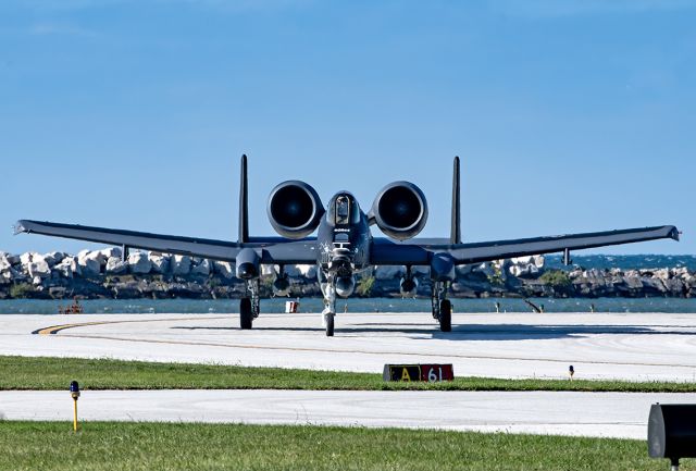 Fairchild-Republic Thunderbolt 2 (80-0244) - The Black Mamba from the A-10 Thunderbolt Demo Team, Davis-Monthan AFB, AZ, arriving at BKL on the shores of Lake Erie Thursday, 29 Aug 2024 for the Cleveland National Air Show this weekend.