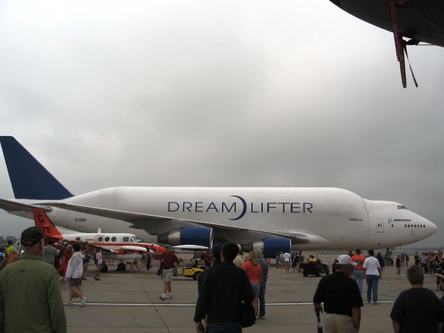 Boeing 747-400 (N718BA) - Boeings 747-400 Dream Lifter on static display during the 2010 Rockford Airfest.