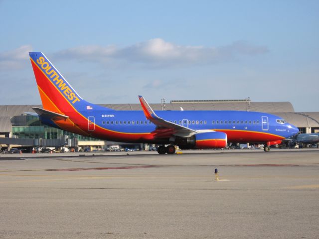 Boeing 737-700 (N418WN) - Holding on RWY 19R