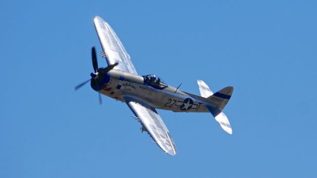 REPUBLIC Thunderbolt (N7159Z) - FHCs Republic P-47D (Ser #45-49406) makes a low pass over Rwy 34L during flyday 8.26.17.