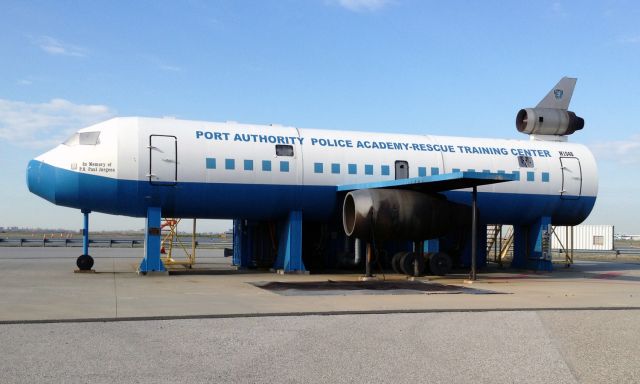 — — - 75-foot-long aircraft mock-up at the Port Authority Police Department Aircraft Rescue and Firefighting Fuel Spill Trainer Facility at John F. Kennedy International Airport.