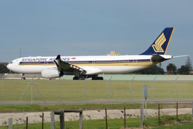 Airbus A330-300 (9V-STF) - On taxiway heading for take-off on runway 05, for flight home to Singapore. Thursday, 19 June 2014.