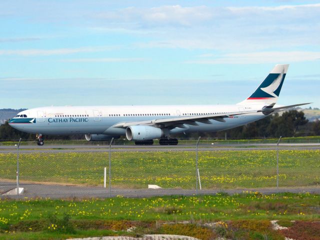 Airbus A330-300 (B-LAJ) - Rolling for take off on runway 05, for flight home to Hong Kong via Melbourne. Thursday 12th July 2012.