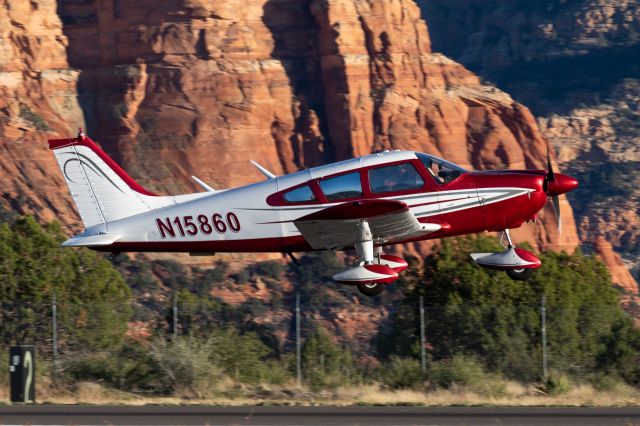 Piper Cherokee (N15860) - One of the cleanest PA28s I've ever seen departing Sedona at sunset. Taken from Mesa Grill