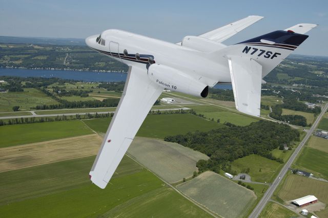 Dassault Falcon 10 (N77SF) - N77SF over KPEO Penn Yan Airport, Penn Yan NY