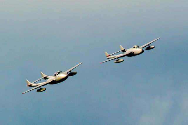 PXMPXK — - Bray Air Show 2014. Vampires of the Norwegian Air Force Historical Squadron perform over Bray