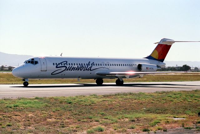 Douglas DC-9-10 (N731L) - KSJC- Charter Airline Sunworld DC-9, arriving SJC from LAS from a Gambling Junket.