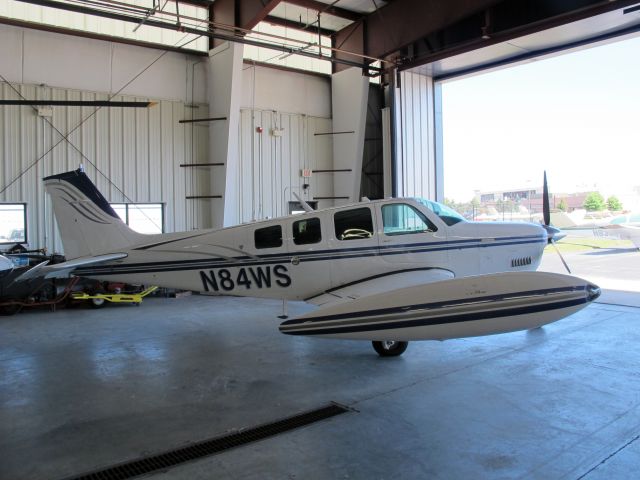 Beechcraft Bonanza (36) (N84WS) - Nice aircraft! Note the tip tanks.