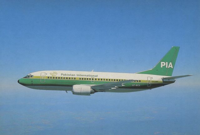 BOEING 737-300 (AP-BCE) - scanned from postcardbr /Pakistan international