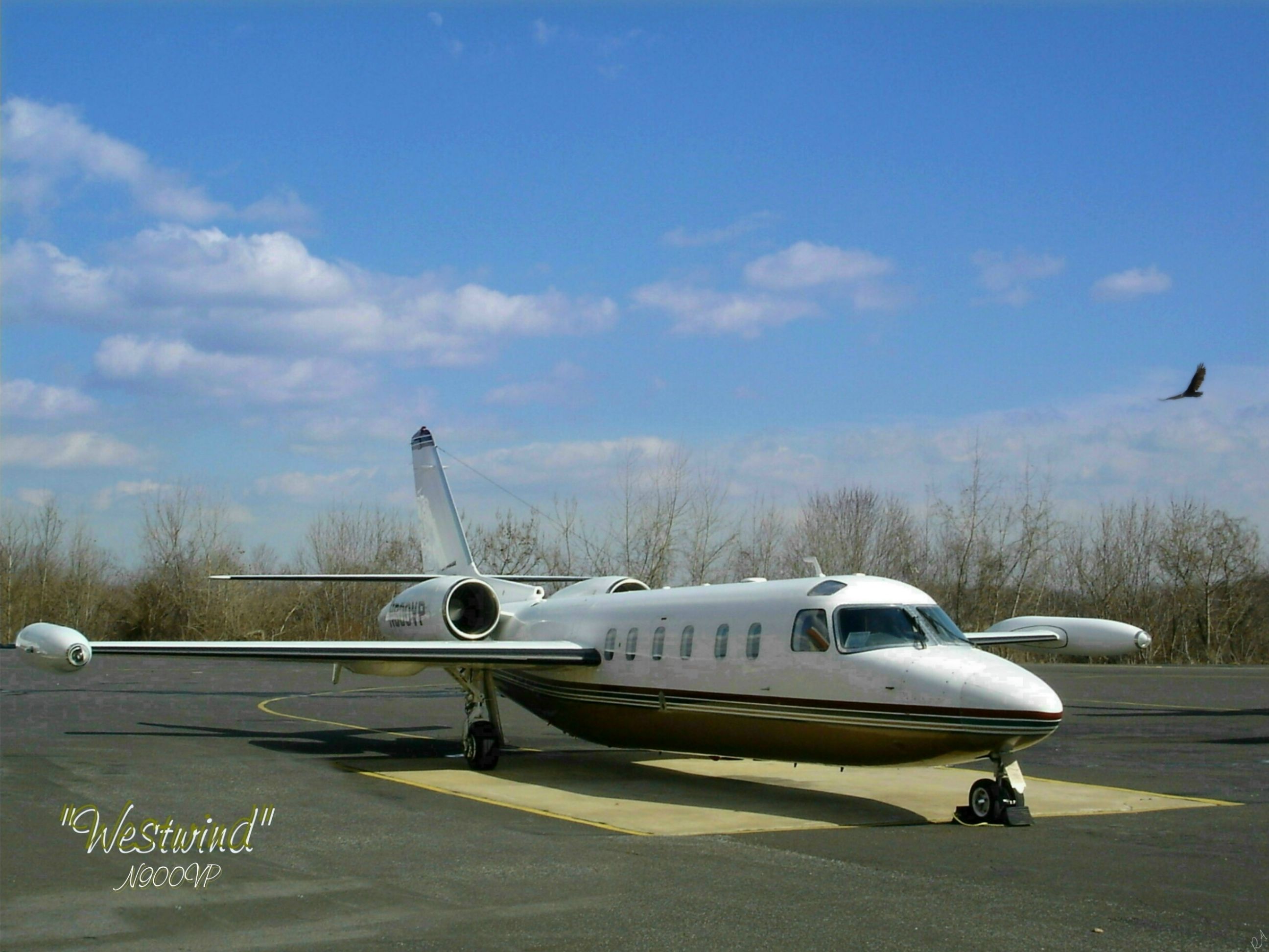 IAI 1124 Westwind (N900VP) - IAI an abbreviation for Israeli Aircraft Industries.  Twin Engine Jet with a short to medium range of distance. This westy  is shown here on this Winter Day.