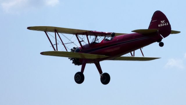 Boeing PT-17 Kaydet (N65543) - Making a low pass is this 1941 Boeing-Stearman Kaydet B75N1 in the Summer of 2019.