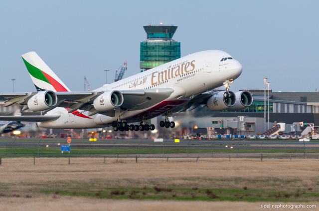 Airbus A380-800 (A6-EUK) - Emirates Flight EK413 bound for Sydney rotates and climbs away from Runway 20 at Christchurch International Airport on 7 April 2017