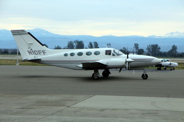 Cessna Conquest 2 (N10FF) - KRDD - Cessna 421 rolling to the 34 runway departure view looking east towards Mt Lassen area...br /br /1976 CESSNA 421Cbr /Fixed wing multi engine br /(8 seats / 2 engines)br /Ownerbr /MUSE CONCRETE CONTRACTORS INCbr /REDDING , CA, US 