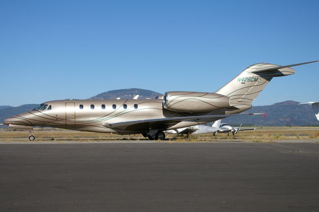 Cessna Citation X (N426CM) - Illuminated by the early morning sun is N426CM as seen at KCOE.