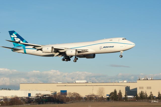 Boeing 747-200 (N747EX) - First landing. Note Boeing assembly plant in background