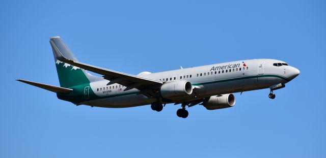 Boeing 737-800 (N916NN) - On approach to 23L at RDU, 4/11/20 - a visit from the Reno Air retrojet!