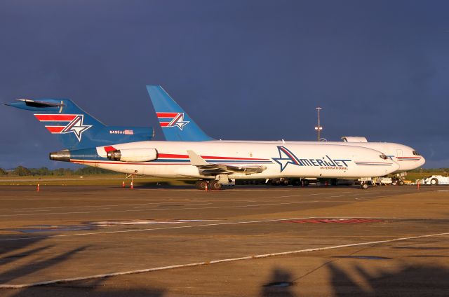 Boeing 727-100 (N495AJ) - Amerijet 727 and 767 with a bad wx approaching at Piarco.