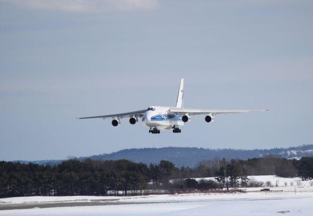 Antonov An-124 Ruslan (RA-82044) - VDA 2766 is over the numbers at Bangor International Airport on a flight from Keflavik.