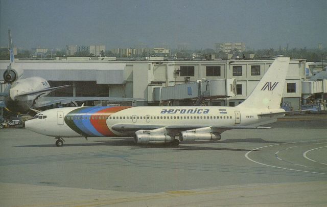 Boeing 720 (YN-BYI) - scanned from postcard