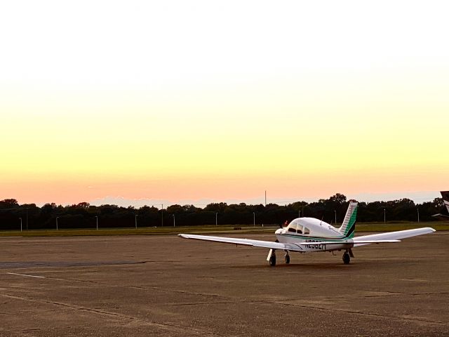 Piper Cherokee (N2982M) - Gas up at sunset at Millington 