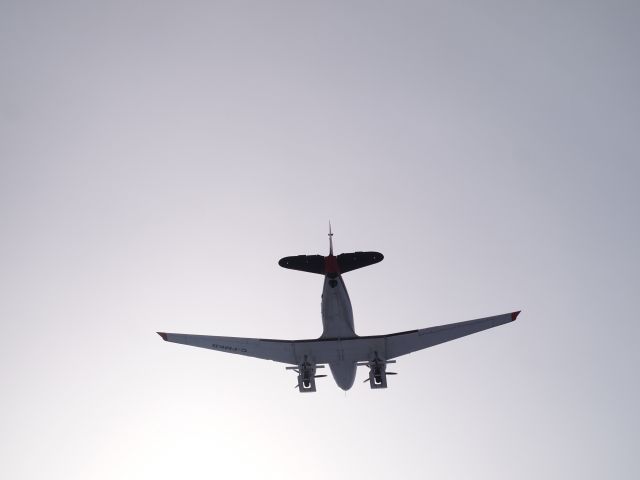 Douglas DC-3 (C-FMKB) - C-FMKB passing overhead on its way to the Iqaluit airport. (April 2,2014)