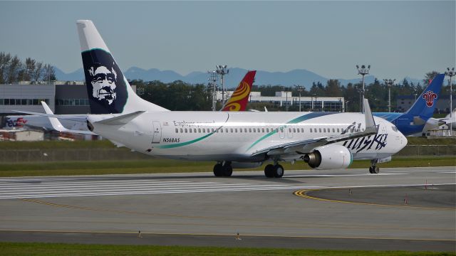 Boeing 737-800 (N568AS) - ASA9301 begins its takeoff roll on Rwy 16R for a flight test on 10.4.13. (LN:2166 cn 35183).  The aircraft has been at ATS for maintenance and a new livery since 9.19.13.  Its hard to see at a distance but Alaska employees have put their signatures on the center section of the aircraft fuselage, hence "Employee Powered".