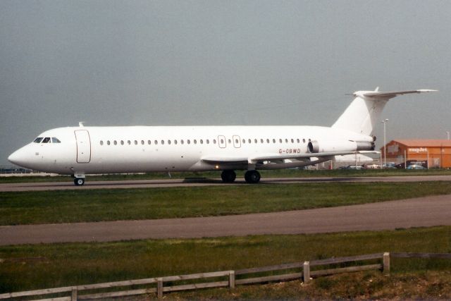 British Aerospace BAC-111 One-Eleven (G-OBWD) - Taxiing to the ramp in May-98.  With British World Airlines from Jan-93 to May-02 when it was transferred to Sierra Leone, but actually broken up at SEN.