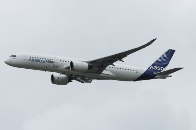 F-WXWB — - Flypast of the A350XWB at the Paris Air Show 2013.